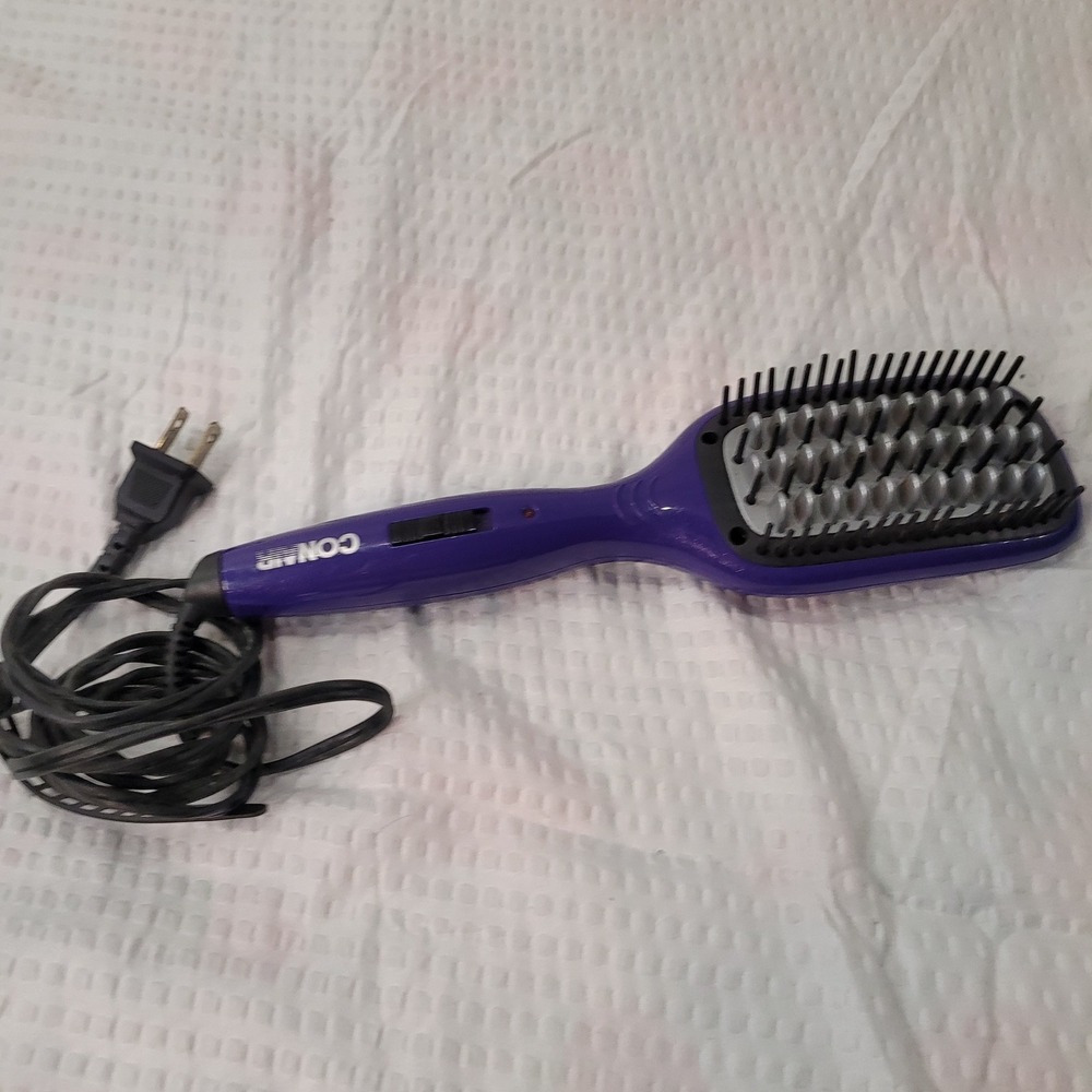 Conair Diamond-Brilliant Ceramic Smoothing Hot Brush Purple Hair Straightener